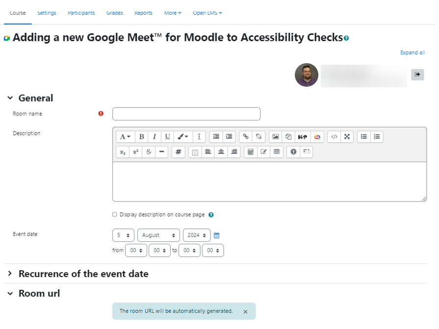Enter name, description, select date and time