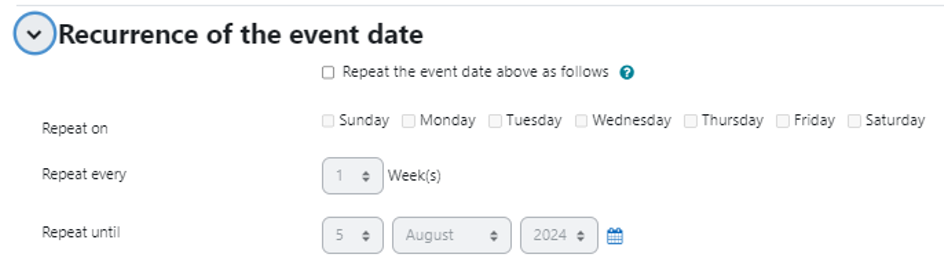 Recurrence of the event date